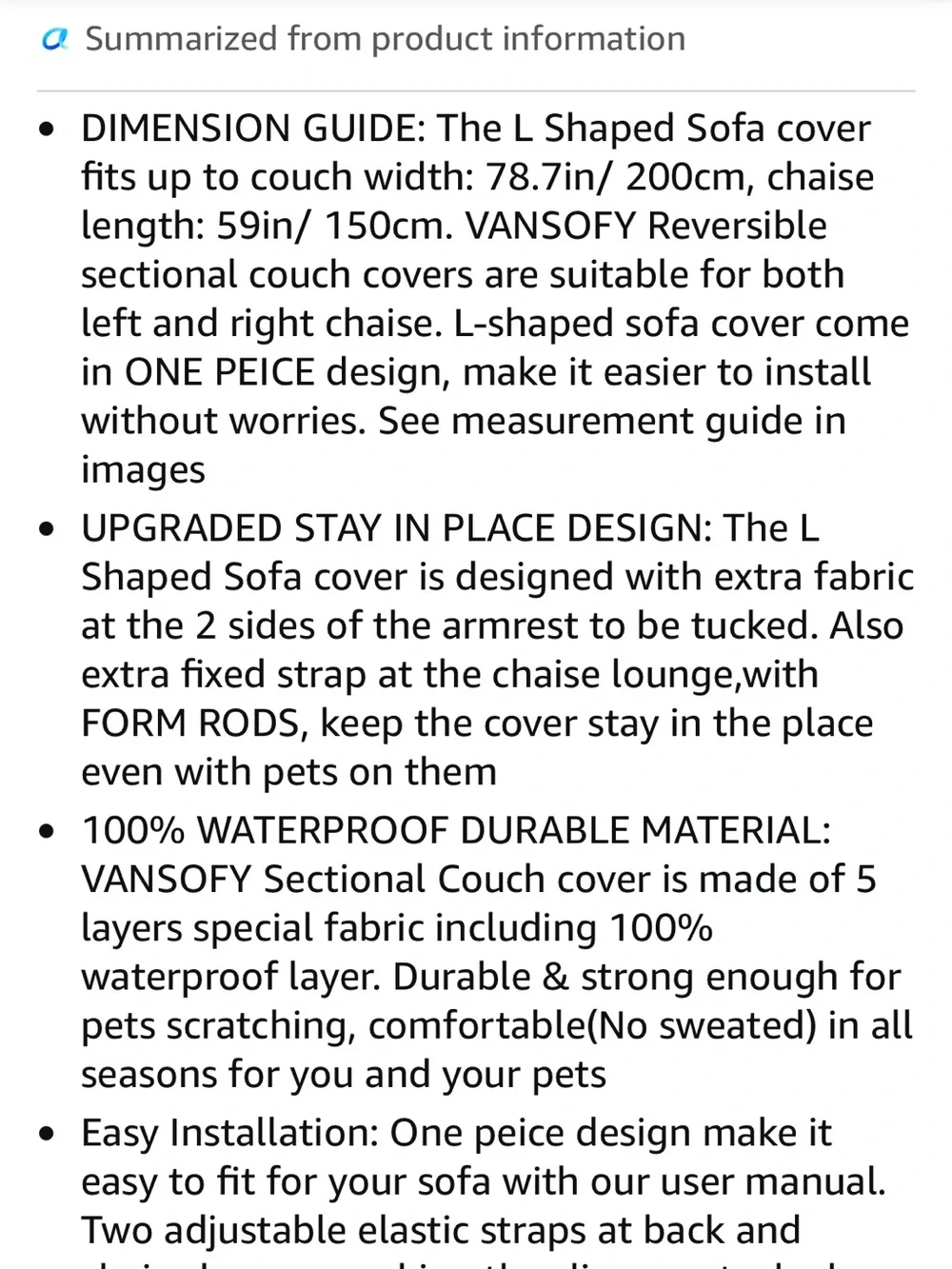 Vans Khaki Quilted L-Shaped Sectional Sofa Cover - Water-Resistant